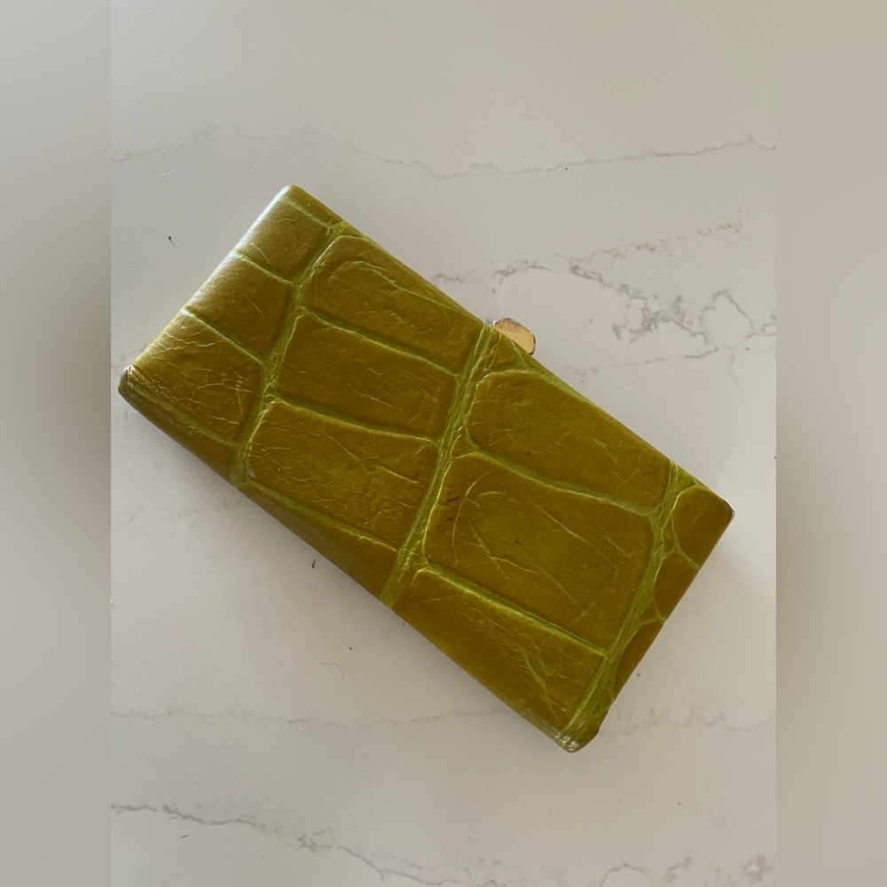 Lodis Yellow/Green leather wallet -Gently worn